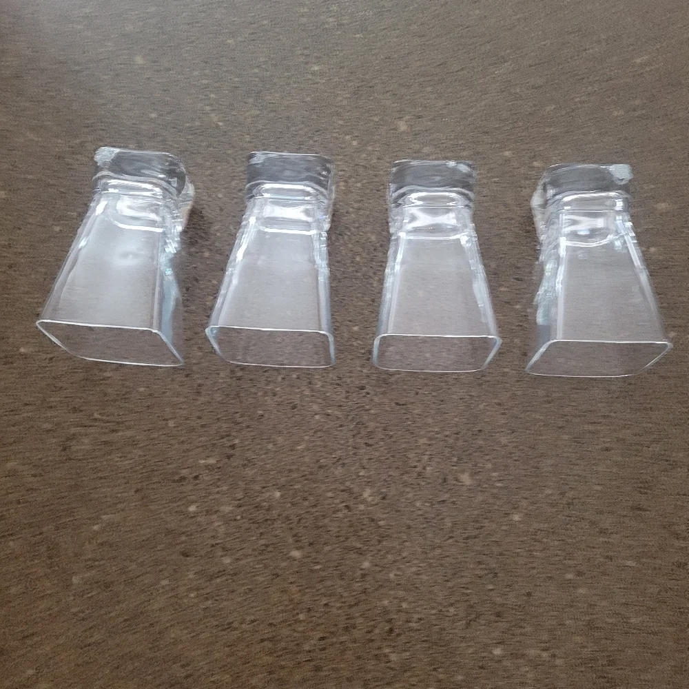 Vintage Set of‎ 4 Square Tapered Shot Glasses Clear Heavy Base Barware Glassware